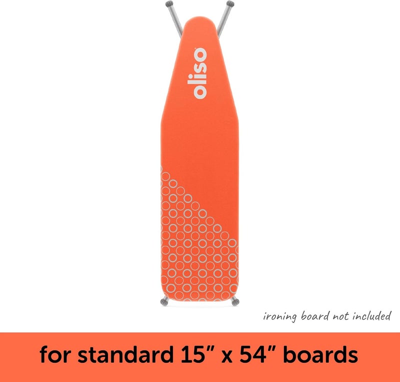 Oliso Ironing Board Cover, Durable 100% Cotton Lined with Professional Grade Felt pad - Fits Standard 54” x 15" Boards, a Wide Elastic Edge, Two Adjustable Straps for Secure Fit (Coral) - Image 3